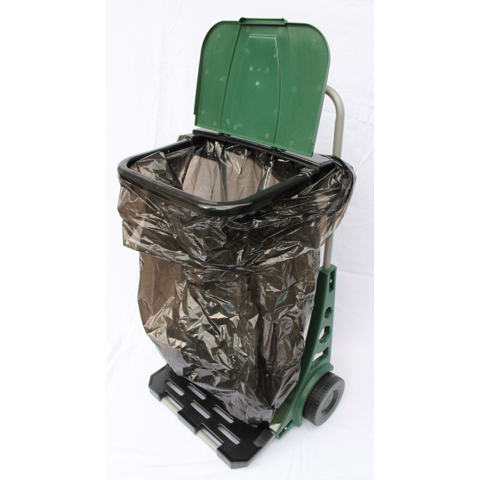 Adjustable Black and Green Metal Garden Cart with Lid