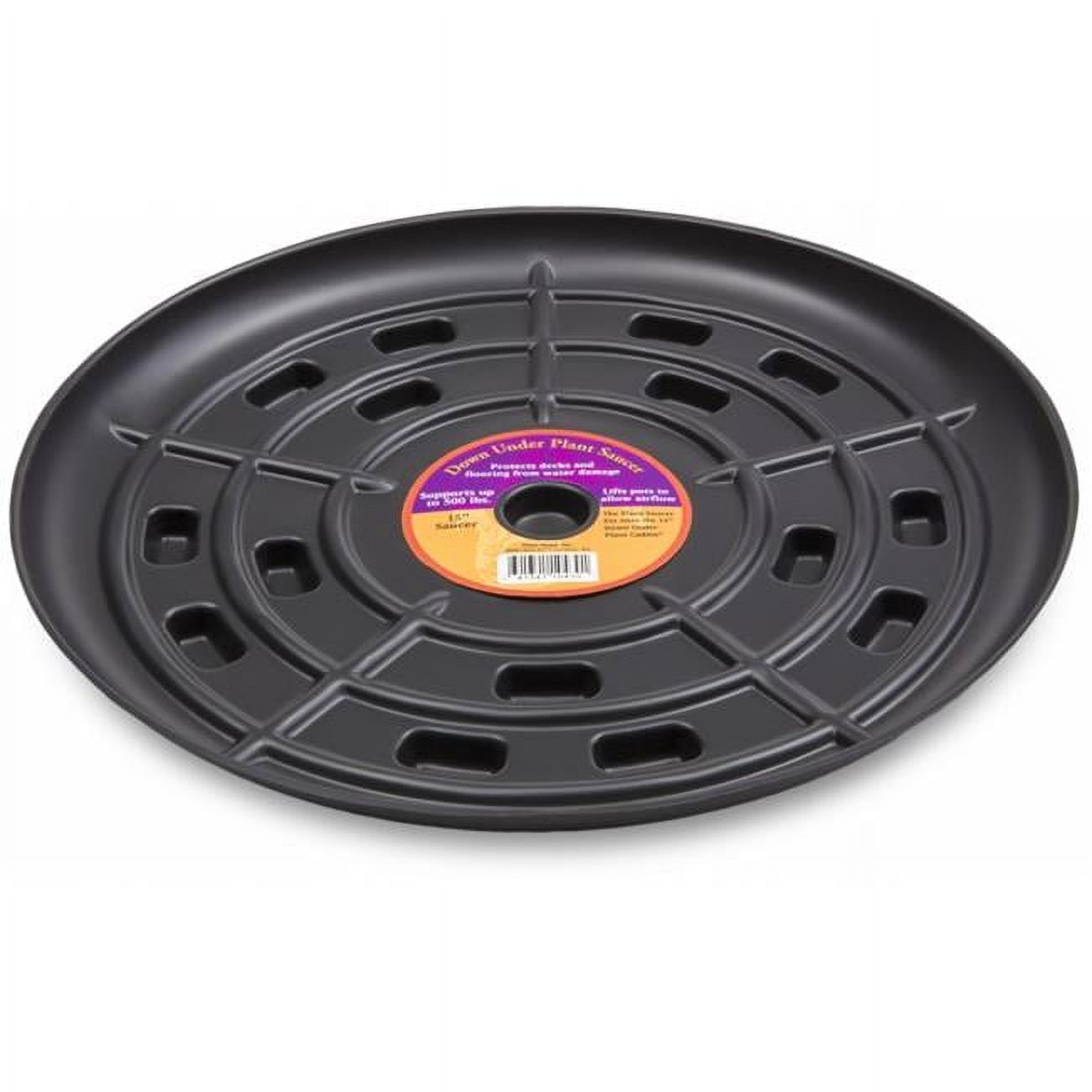 Black Plastic Plant Saucer with Drainage, 15-inch