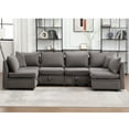thumbnail image 1 of Bosmiller Modular Sectional Sofa, Convertible U Shaped Sofa Couch with Storage, 6 Seat Sleeper Sectional Sofa Set for Living Room, 1 of 7