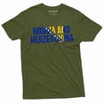thumbnail image 1 of Bosnia And Herzegovina T-Shirt Zastava Bosne I Hercegovine Flag Coat Of Arms Mens Tee Shirt (Small Military Green), 1 of 6