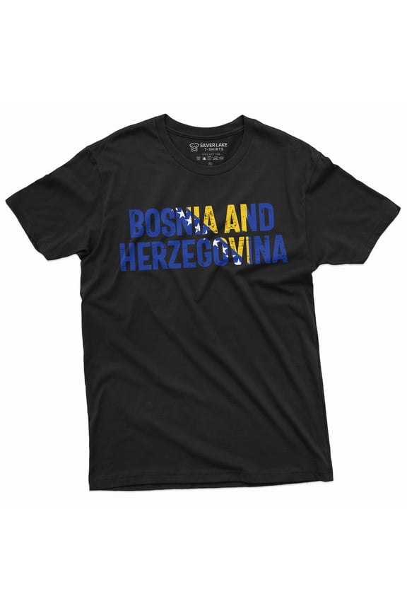 Bosnia And Herzegovina T-Shirt Zastava Bosne I Hercegovine Flag Coat Of Arms Mens Tee Shirt