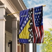 Bosnian American My Home My Blood Heritage House Flag, Double-Sided Outdoor Yard Decor 29.5 x 39.5 Inch