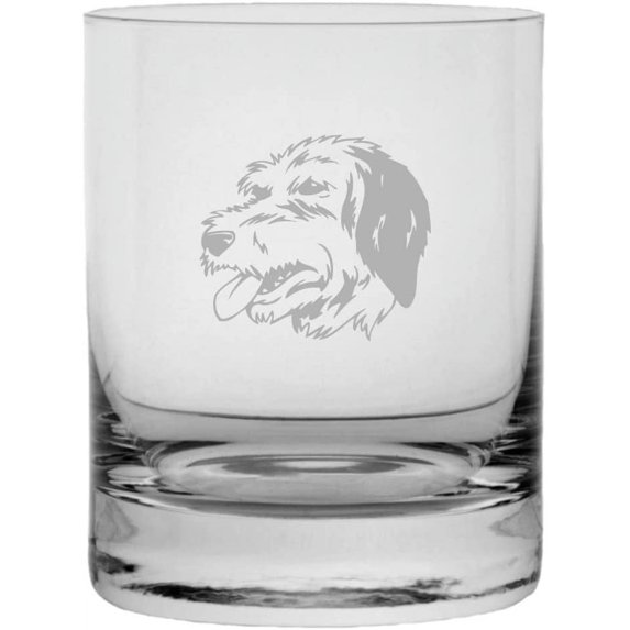Bosnian Coarse Haired Hound Barak Dog Themed Etched 11oz Crystal Rocks Whisky Glass