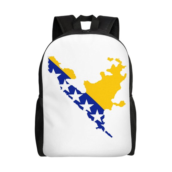 Bosnian Flag Map Backpack Travel Bag For Men Women Lightweight Back Pack With Laptop Compartmen