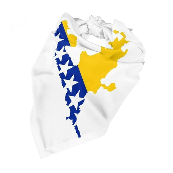Bosnian Flag Map Dog Bandana Dog Scarf Adjustable Bib Handkerchief Accessories For Small Medium Large Dogs
