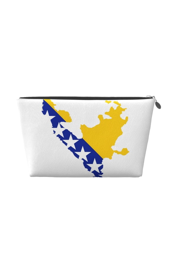 Bosnian Flag Map Small Purse Organizer Zipper Cosmetic Handbag Tote Pouch For Women
