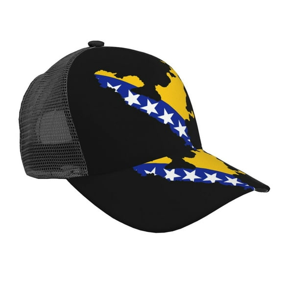 Bosnian Flag Map Snapback Trucker Hats Baseball Caps Adjustable Mesh Back Ball Caps For Men Women