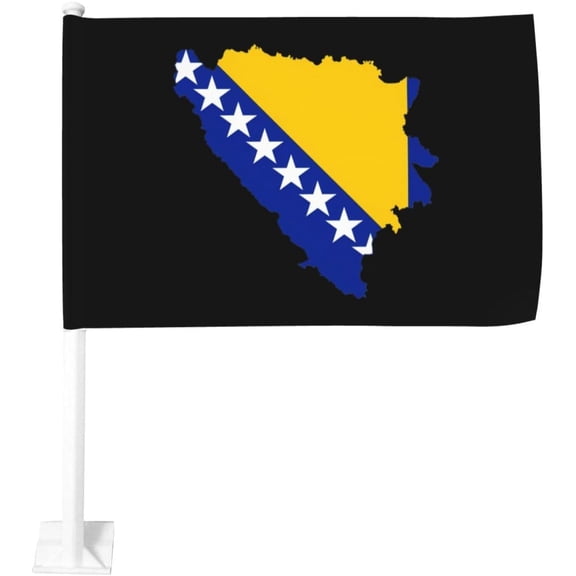 Bosnian Map Flag Car Flag 12x18 Inch Window Clip Flag - Double Sided Fade Resistant Outdoor Decoration Let Your Cars Stand Out