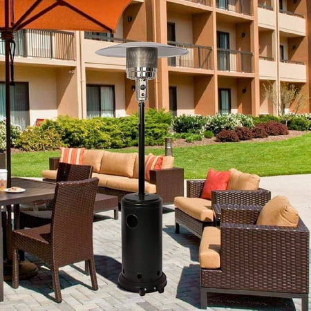 Bosonshop Outdoor Propane Heater Portable Patio Heater With Wheels 87 Inches Tall 36000 BTU for Commercial Courtyard (Black)