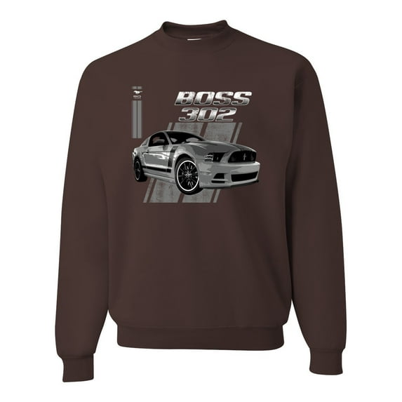 Boss 350 Mustang for Muscle Car lovers | Mens Cars and Trucks Crewneck Graphic Sweatshirt, Brown, 2XL