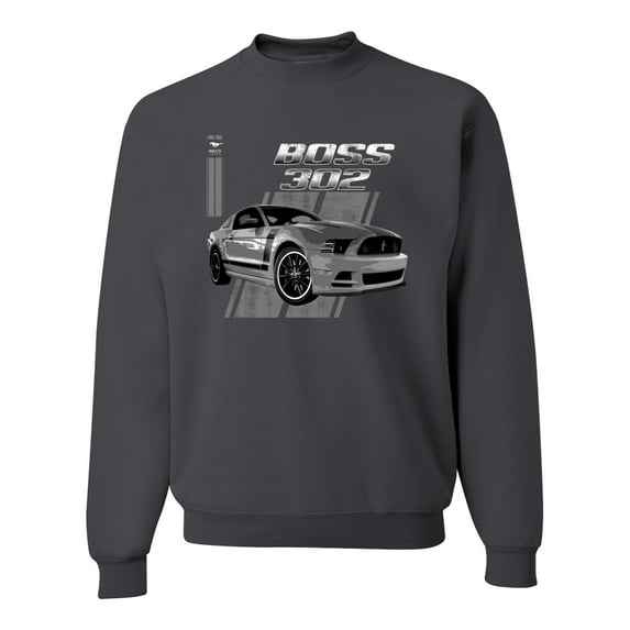 Boss 350 Mustang for Muscle Car lovers | Mens Cars and Trucks Crewneck Graphic Sweatshirt, Charcoal, Small