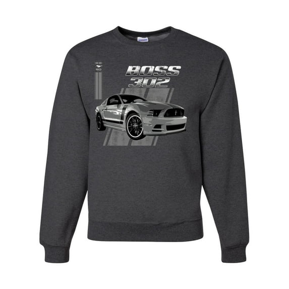 Boss 350 Mustang for Muscle Car lovers | Mens Cars and Trucks Crewneck Graphic Sweatshirt, Heather Black, Medium