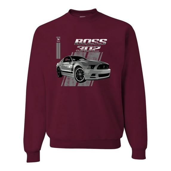 Boss 350 Mustang for Muscle Car lovers | Mens Cars and Trucks Crewneck Graphic Sweatshirt, Maroon, Medium
