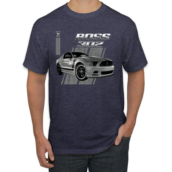 Boss 350 Mustang for Muscle Car lovers | Mens Cars and Trucks Graphic T-Shirt, Vintage Heather Navy, Large