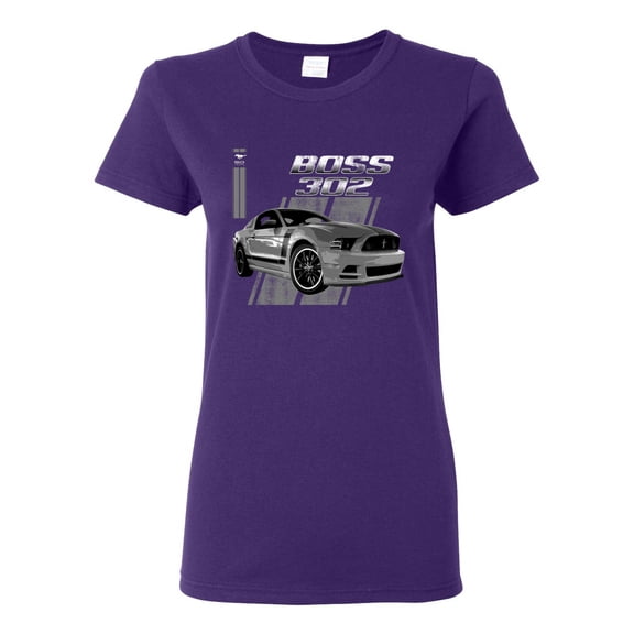 Boss 350 Mustang for Muscle Car lovers | Womens Cars and Trucks Graphic T-Shirt, Purple, X-Large