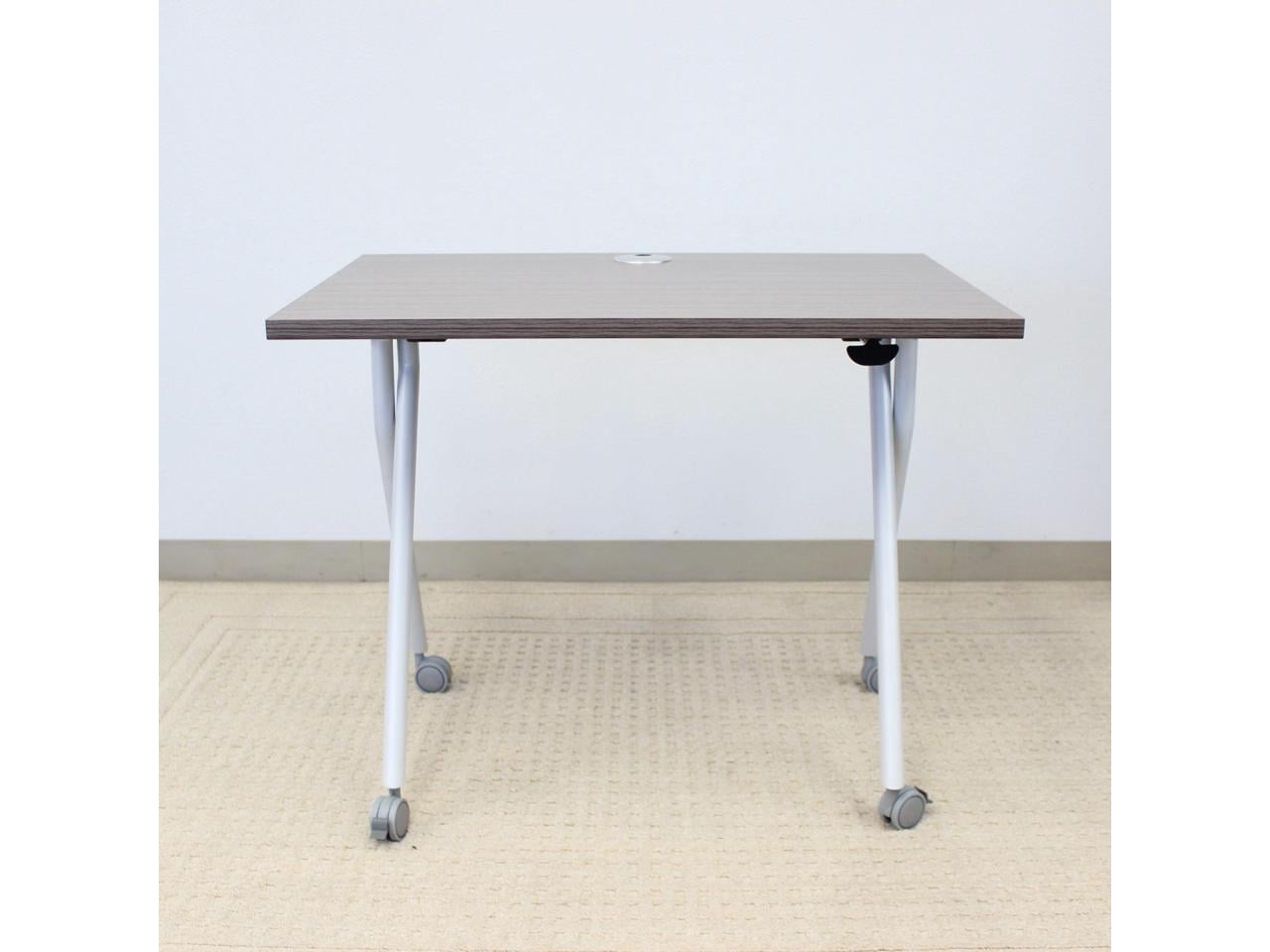 36 Inch Driftwood and Silver Flip Top Training Table