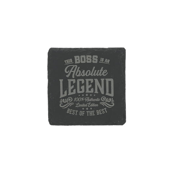 Pavilion Gift Company - Boss - 4" x 4" Slate Engraved Drink Cup Coaster Coworker Bar Accessory