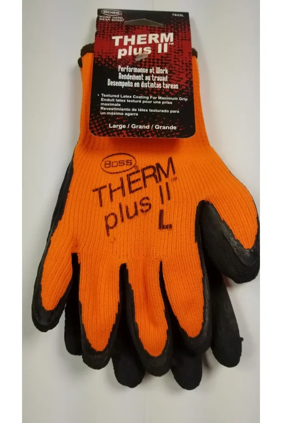 7843L Therm Plus ll Hi-Viz Orange Work Gloves With Latex Coated Palm Large