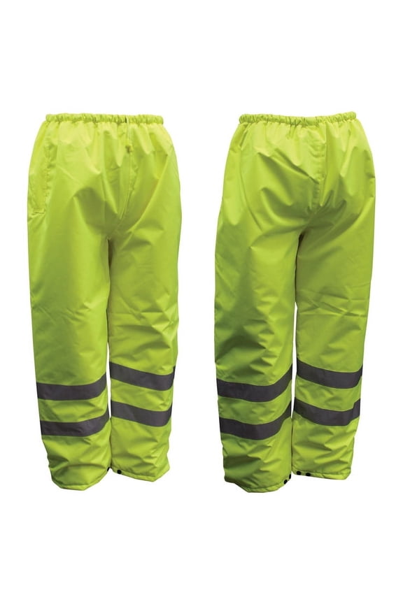 8008703 Hi-Vis Insulated Yellow Polyester Unisex Rain Pants, Medium