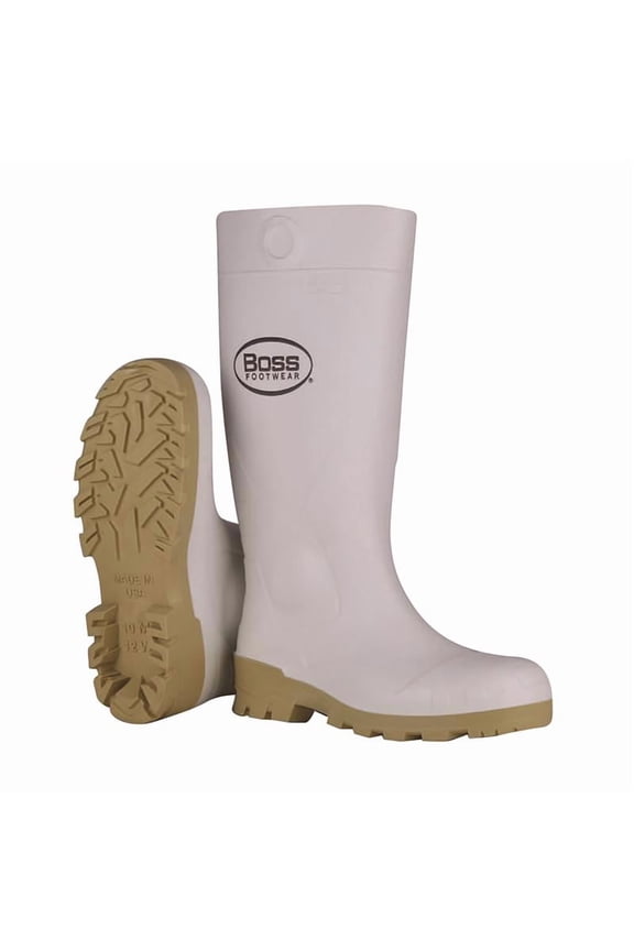 8071434 16 in. PVC Plain Waterproof Boots for Unisex, White - Size 8 US - Set of 2