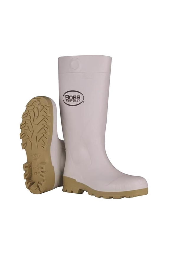 8071435 16 in. Waterproof Unisex PVC Plain Boots, White - Size 9 US - Pack of 2