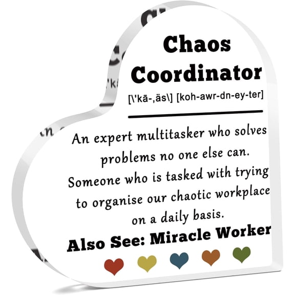 Boss Appreciation Acrylic Heart, Desk Decor for Coworker, Manager, or Nurse, Office Thank You Sign, 4x4 Inch