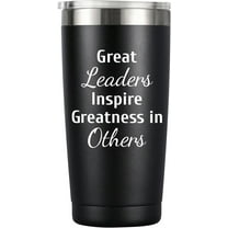 Boss Appreciation Gifts Mentor Gift Tumbler Great Leaders Coffee Mug Leader Supervisor PM Mentor Retirement Gift Coworker Farewell, 20oz Stainless Steel Insulated Tumbler, Black