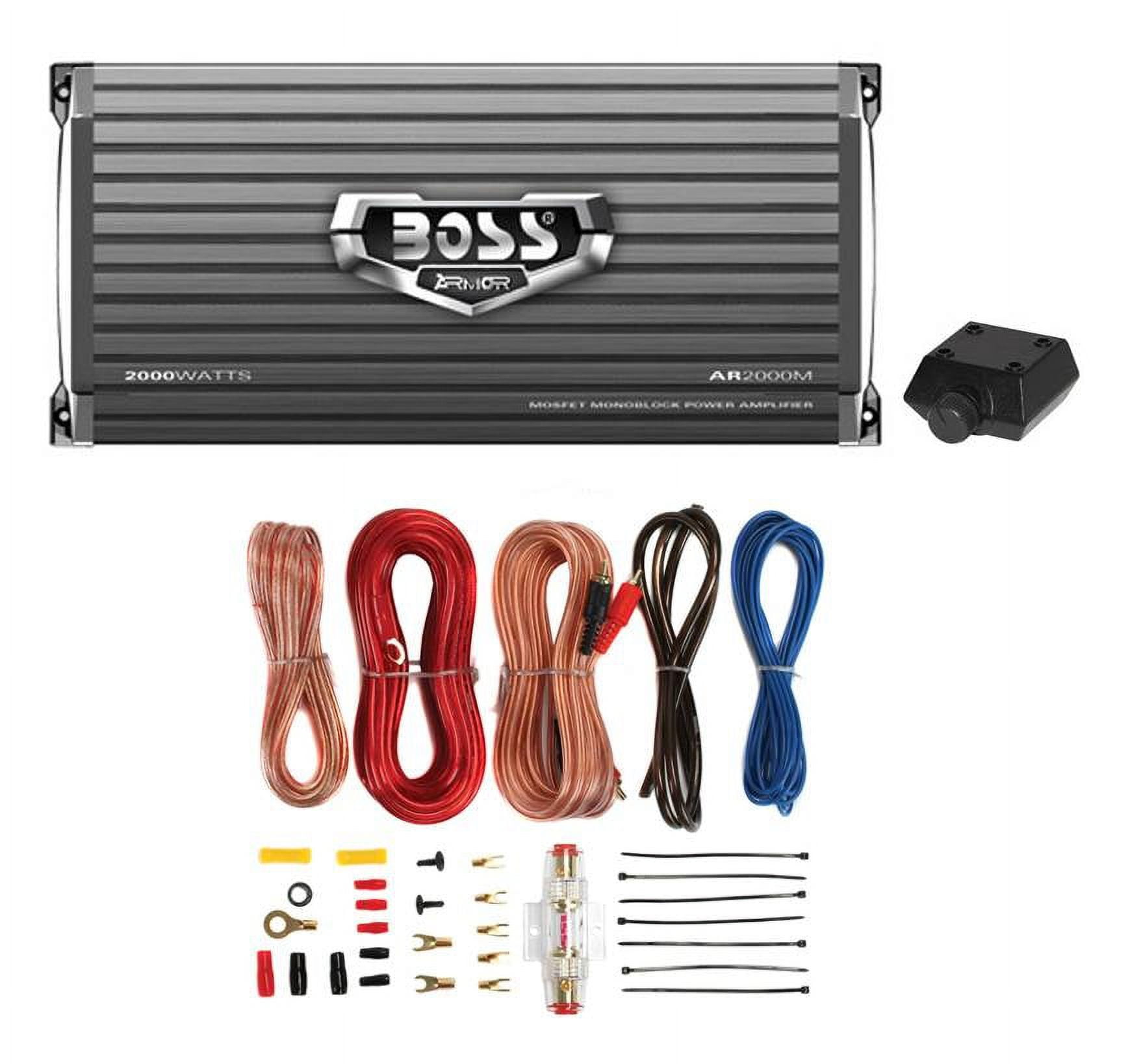 Boss Audio Systems AR2000M 2000W Mono Car Amplifier, Amp Wire Kit