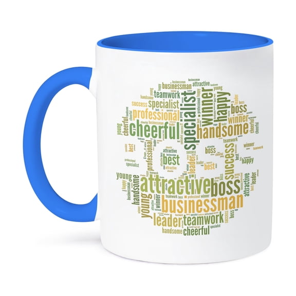 3dRose, Boss as word cloud design, 11oz Two-Tone Blue Mug