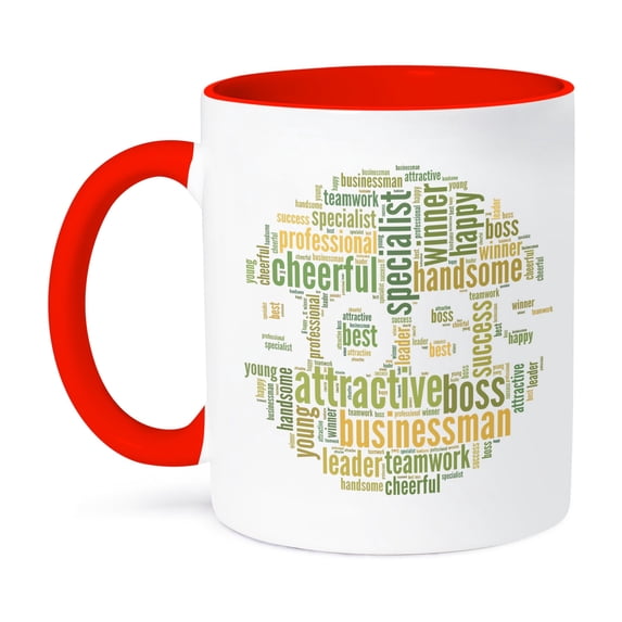 3dRose, Boss as word cloud design, 11oz Two-Tone Red Mug