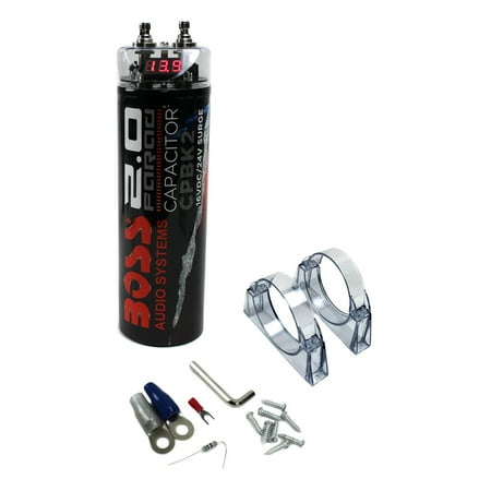 Boss Audio CPBK2 2 Farad 20-Volt Digital Car Audio Power Capacitor, LED