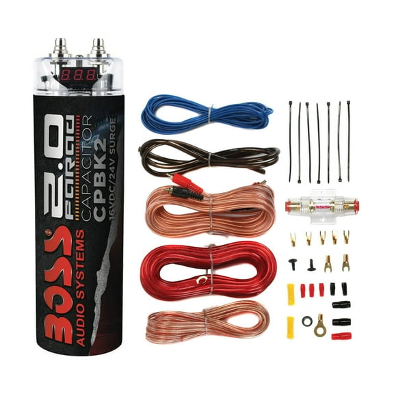 Boss Audio CPBK2 Car Power Capacitor & Soundstorm AKS8 Amp Wiring Kit