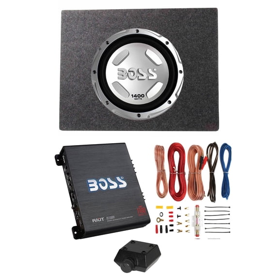 Boss Audio Chaos 12" 1400W Subwoofer, Shallow Enclosure, Amplifier & Wire Kit
