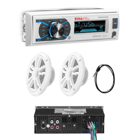 BOSS Audio Systems MCK632WB.6 Marine Stereo & 2 Speakers Combo – Bluetooth Receiver with AM/FM/CD