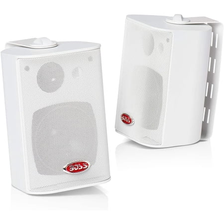 Boss Audio MR4.3W 200-Watt 3 Way Marine 4-Inch Enclosed System Speaker, White, Sold In Pairs