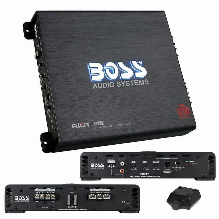 BOSS R6002 Car Audio Amplifier, 1200W 2-Channel MOSFET Power with