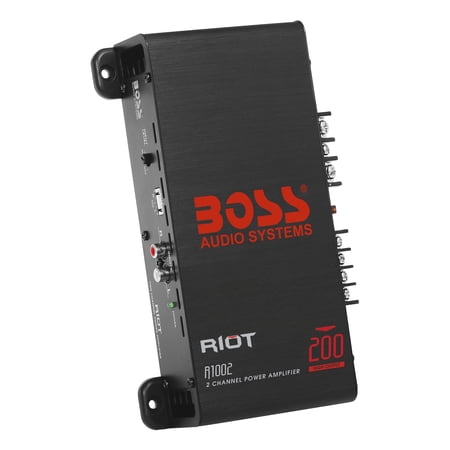 BOSS Audio Systems R1002 2 Channel Car Amplifier, Class A/B, Bridgeable, 2-8 Ohm Stable, Full Range Amp for Speakers & Subwoofer