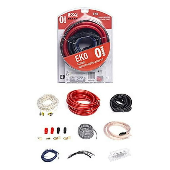 Boss Audio Systems EK0 0 Gauge Amp Installation Wiring Kit - a Car Amplifier Wiring Kit, Black, Blue
