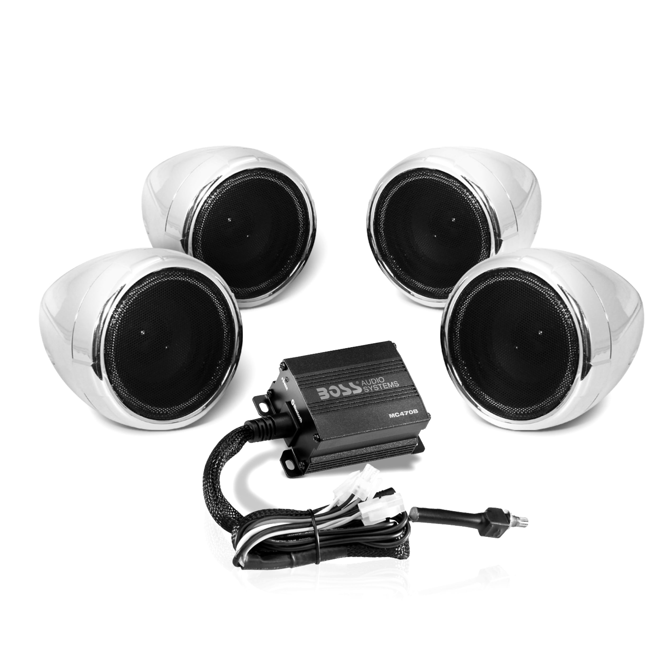 Boss Audio Systems MC470B 3 inch Motorcycle Speakers and Amplifier