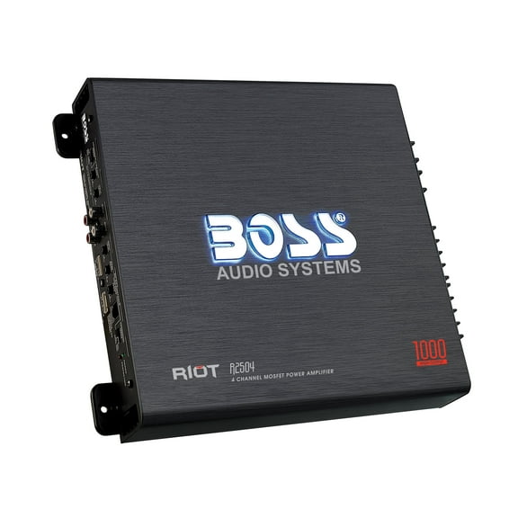 Boss Audio Systems Riot R2504 1000W 4-Channel Class A/B Vehicle Audio Amplifier, Black, 5.8 lbs