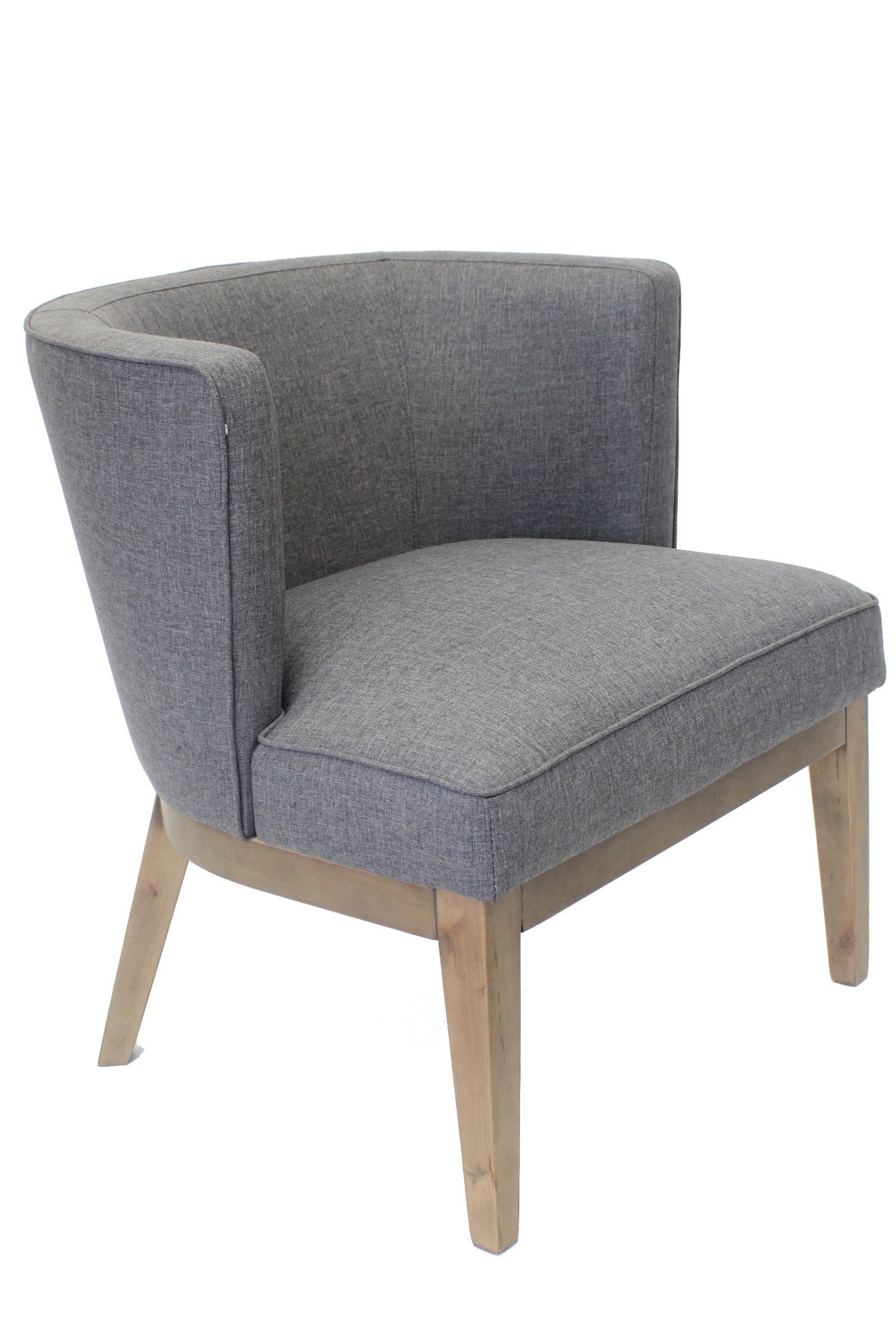 Elegant Slate Gray Barrel Accent Chair in Velvet and Wood