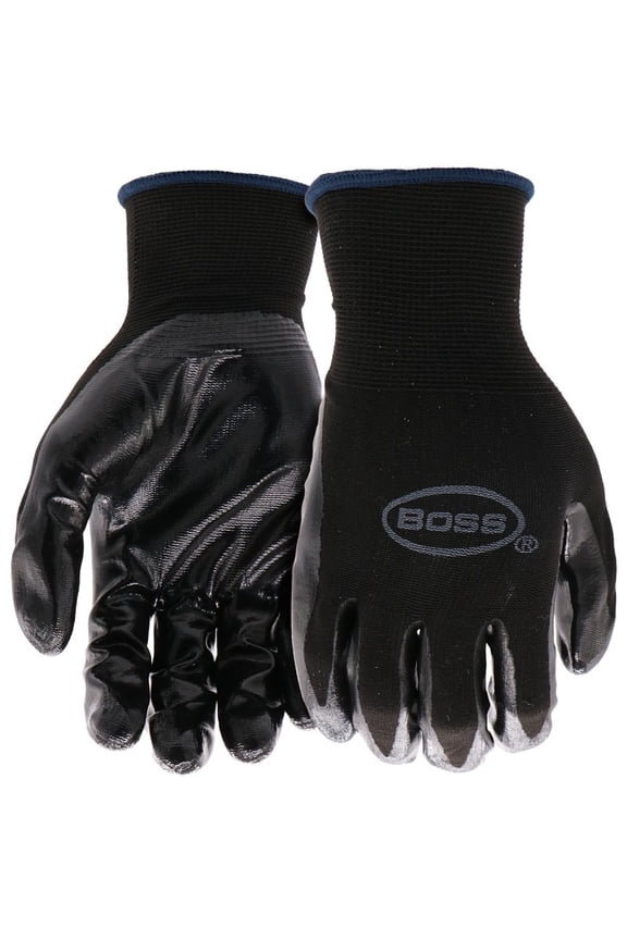 Grip Series B31191-L Coated Gloves, L, Knit Wrist Cuff, Nitrile Coating, Nylon, Black