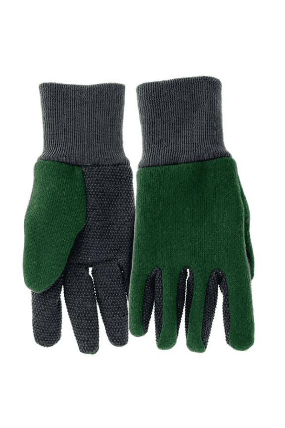 B61071-Y Kids' Dotted Jersey Gloves, 1 Pair, Youth, Green/Gray