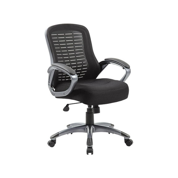 Boss Office Products B6756-BK Ribbed High Back Mesh Chair - Black