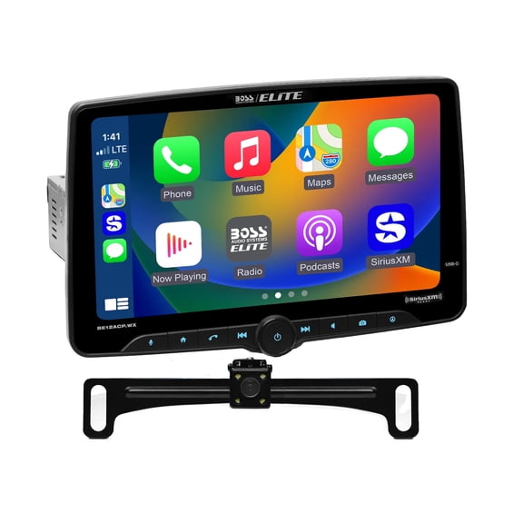 Boss BE12ACP.WXC Single-DIN, Wireless/Wired Apple CarPlay & Android Auto, SXM, Mech-less Multimedia Player (no CD/DVD) 12" Touchscreen Bluetooth + Rear-View Camera