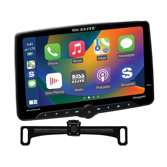 Boss BE14ACP.WXC Single-DIN, Wireless/Wired Apple CarPlay & Android Auto, SXM, Mech-less Multimedia Player (no CD/DVD) 14" Touchscreen Bluetooth + Rear-View Camera
