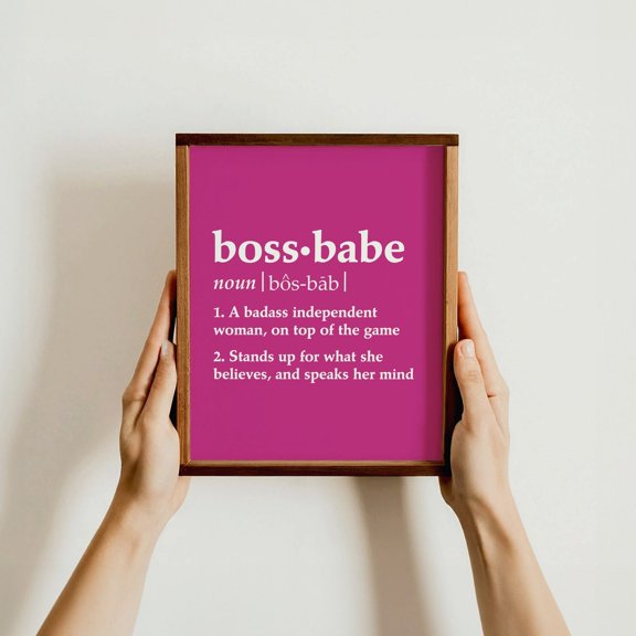 Boss Babe Inspirational Home Decor Feminist Quote Empowerment Poster, Unframed Paper Poster 8x10in