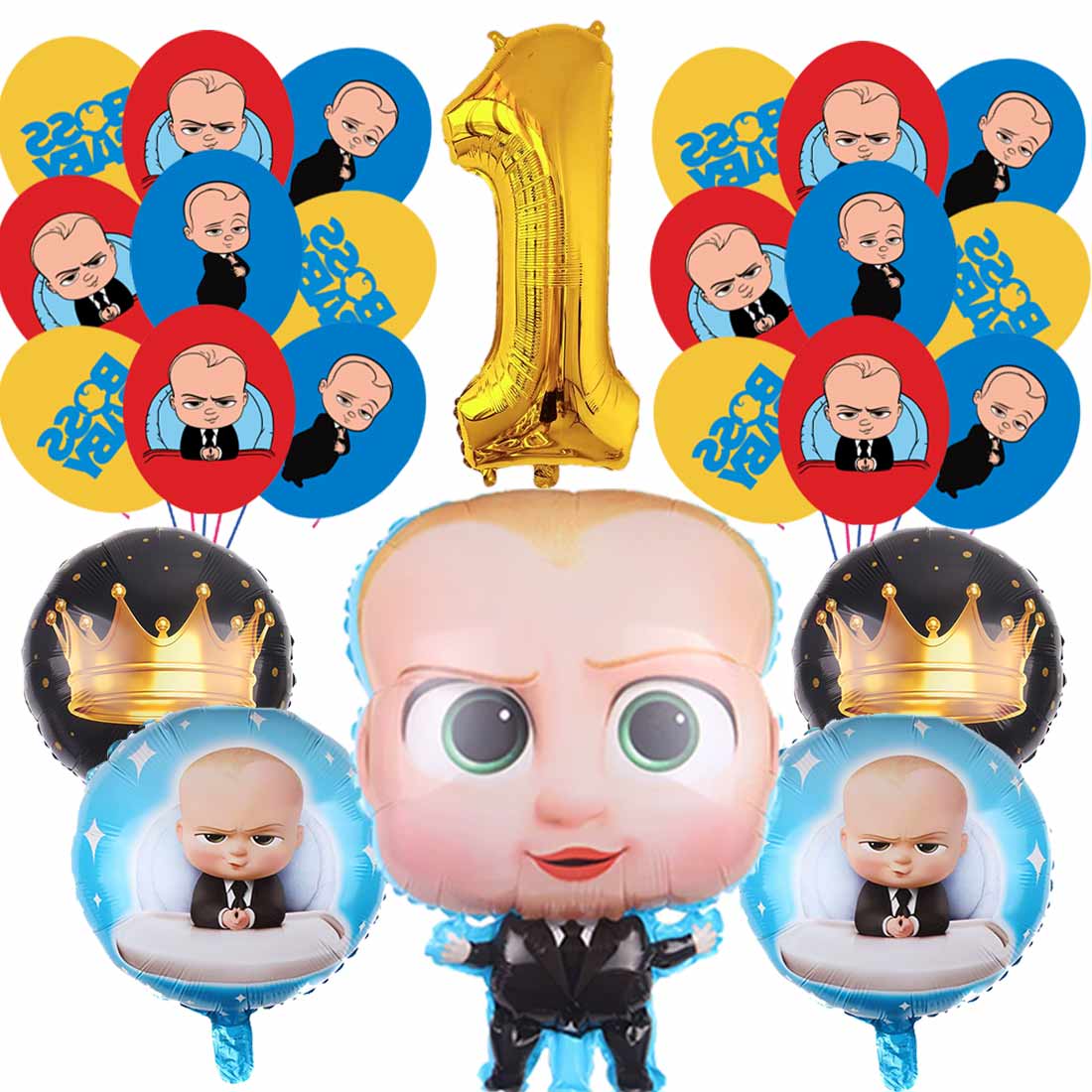 Boss Baby White Boy Balloons Party Supplies 1st Big Number Decorations ...