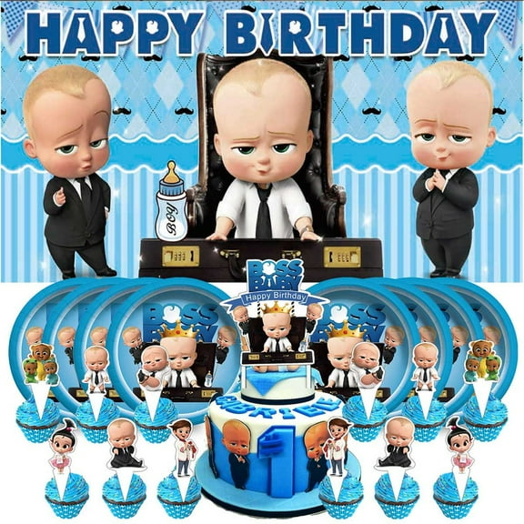 Boss Baby White Boy Pirates Party Supplies Plates Decoration Backdrop Banner Balloons Birthday Decor Tableware Fans
