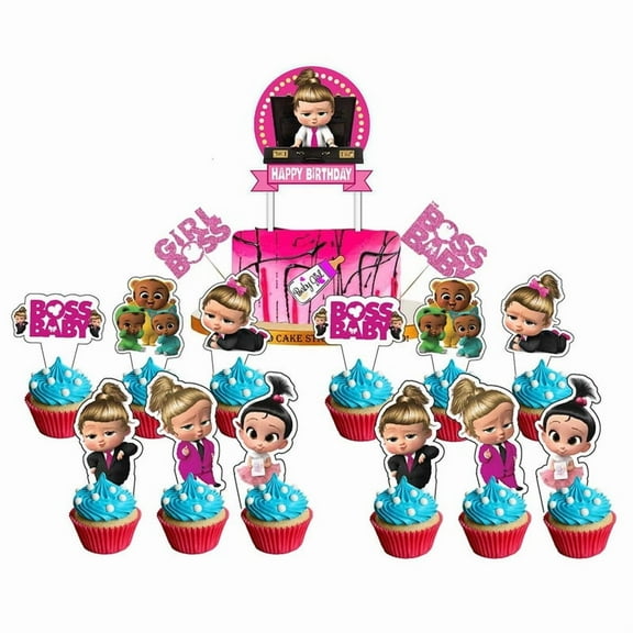 Boss Baby White Girl Cake Topper CupcakeS Set Birthday Party Supplies Decoration Decor Kit